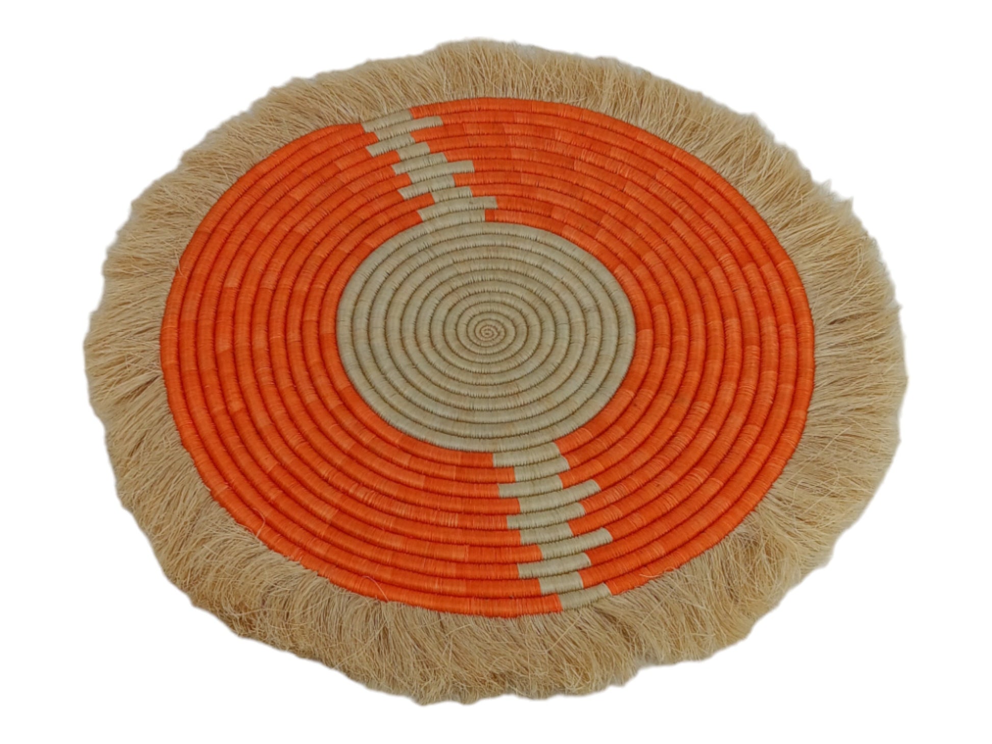 Large Fringed Wall Basket: Handwoven African Decor (18-20" Wide)