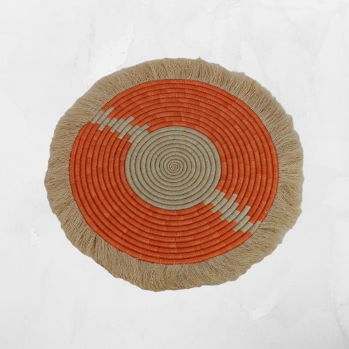 Large Fringed Wall Basket: Handwoven African Decor (18-20" Wide)