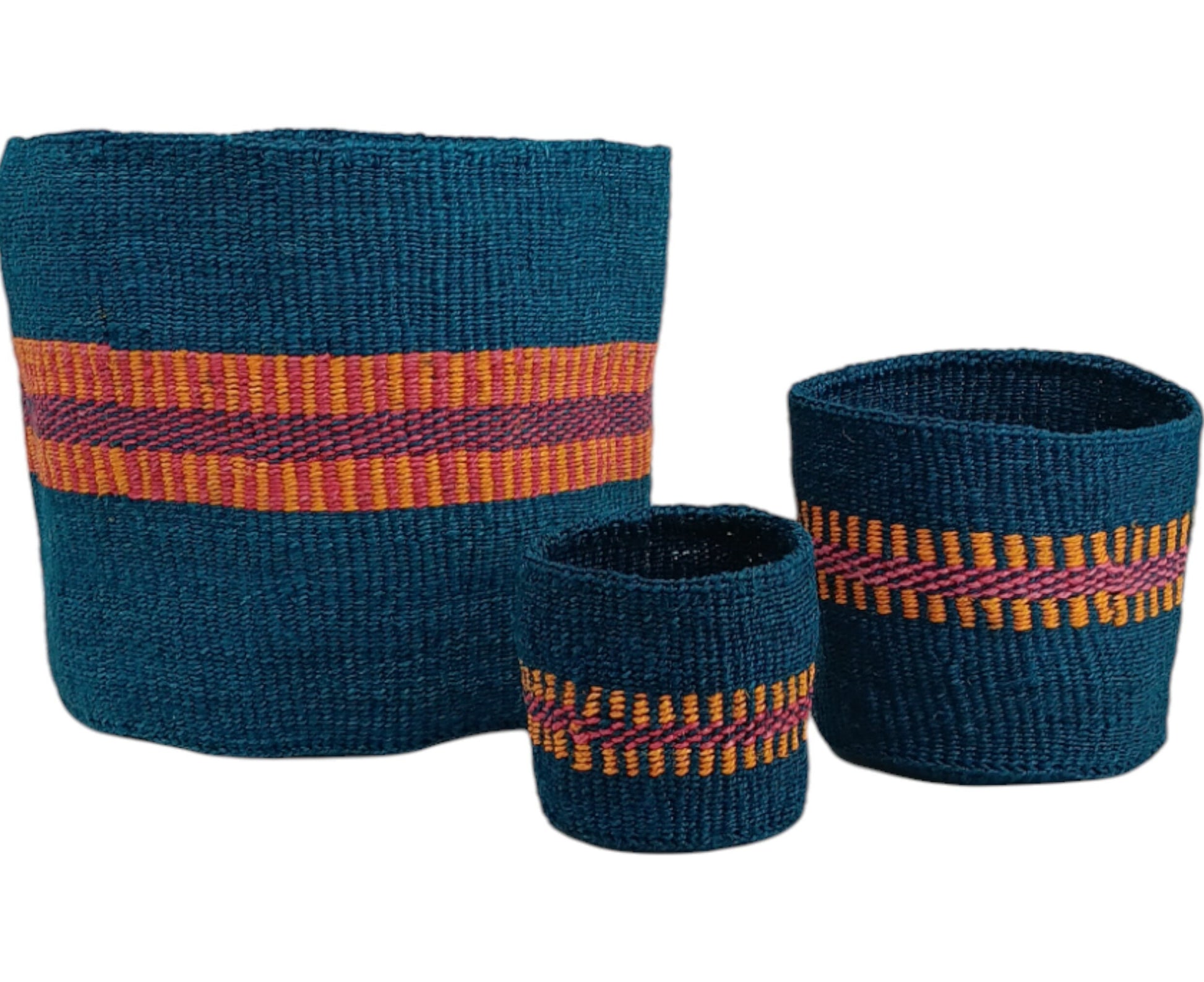 Colorful Woven Basket Planter: Round African Sisal Basket