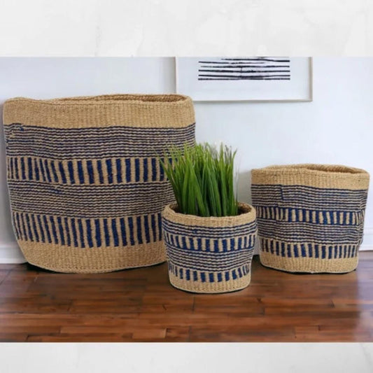 Handwoven Sisal Basket: Colorful Woven Planter, Storage Basket