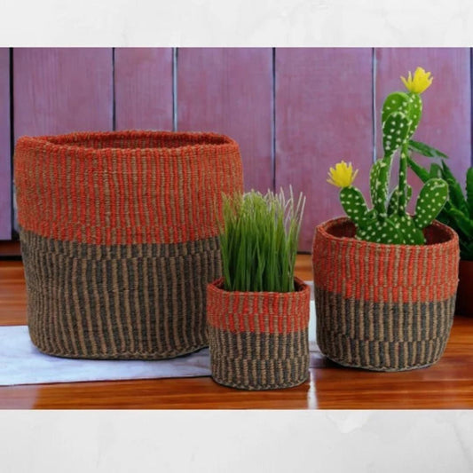 Handwoven Sisal Basket: African Storage, Plant Pot, Minimalist Decor