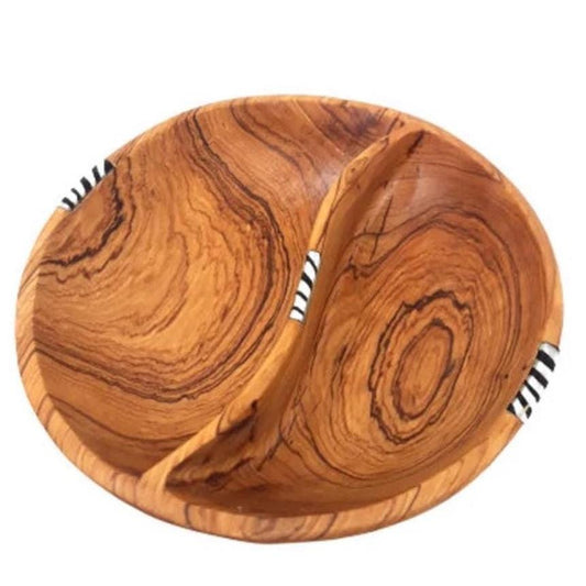 Wooden bowl handmade, Round wood bowl, oval wood bowl, Divided wood bowl, wooden snack bowl, small salad bowl, Olive wood bowl, salsa bowl
