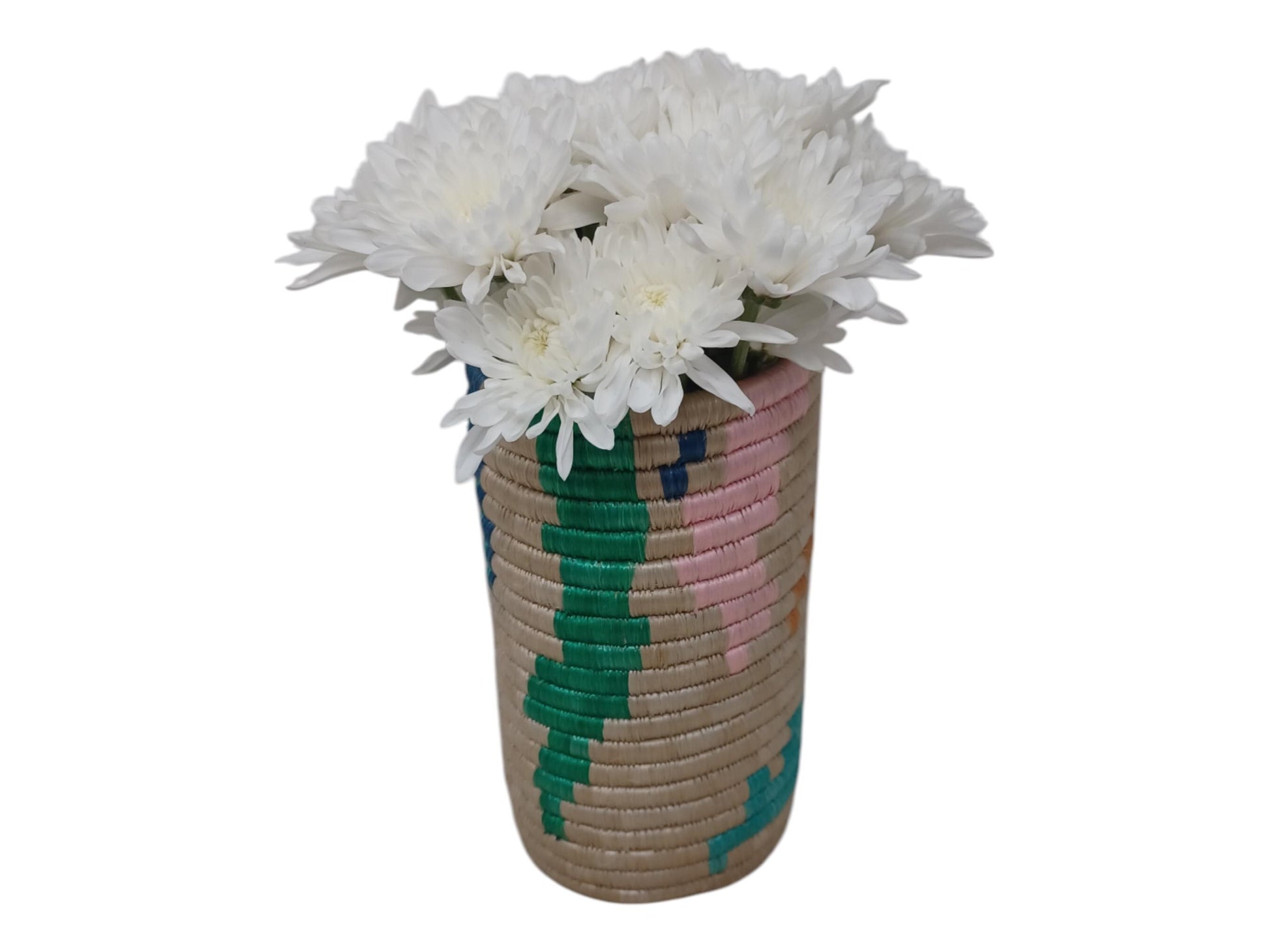 Handwoven Wicker Flower Vase: Rustic Farmhouse Utensil Holder