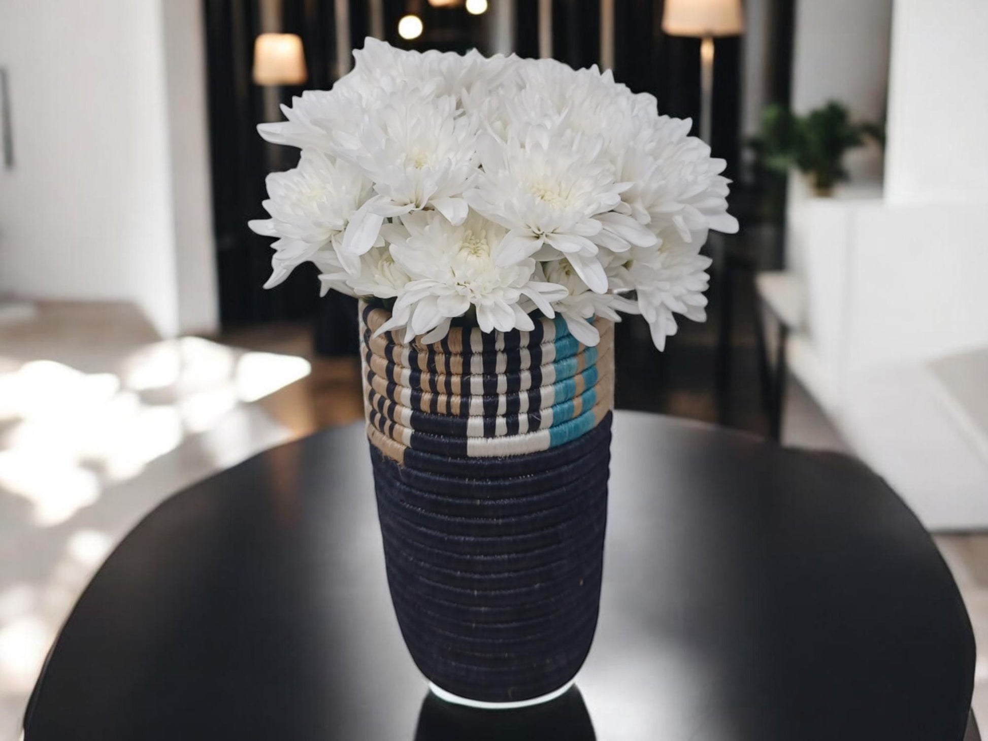 Handwoven Wicker Flower Vase: Boho Farmhouse Decor, Eco-Friendly