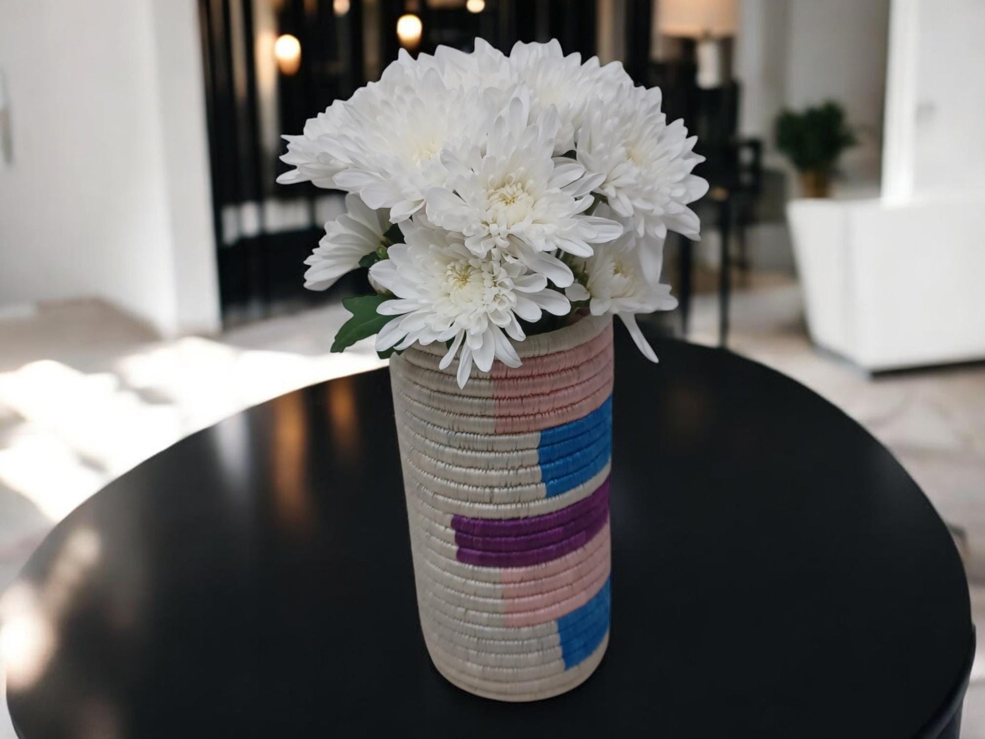 Woven Flower Vase: Boho Farmhouse Decor, Utensil Holder