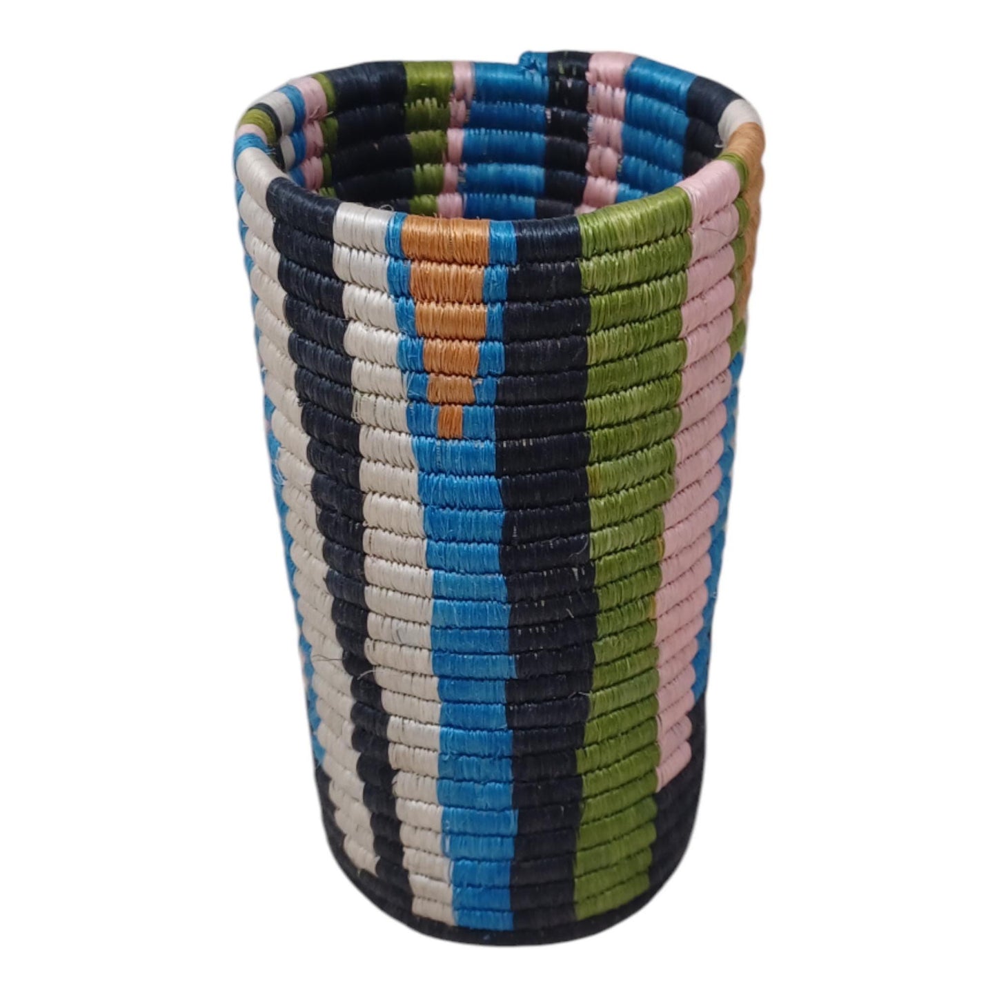 Handwoven Wicker Flower Vase: Boho Table Decor & Utensil Holder