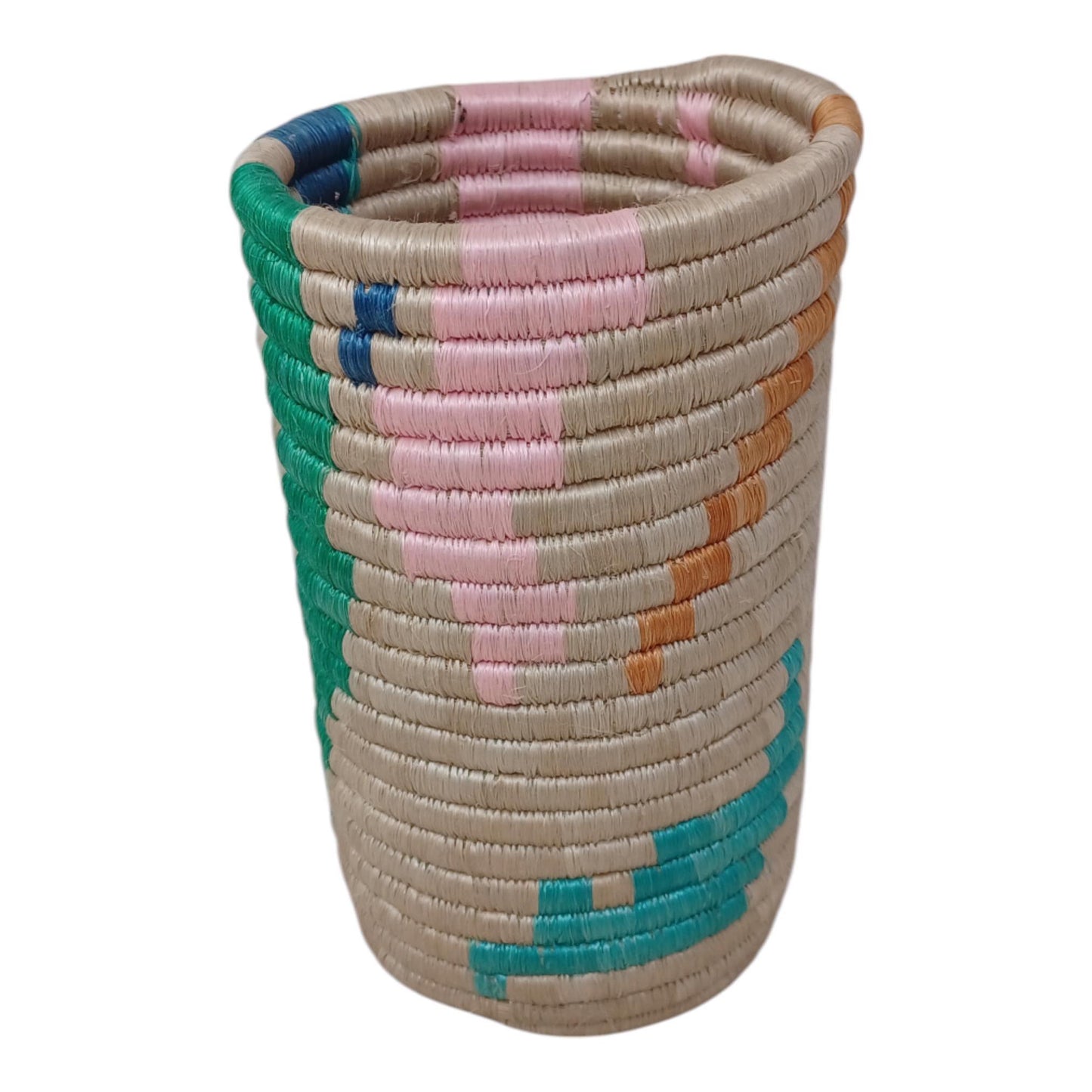 Handwoven Wicker Flower Vase: Rustic Farmhouse Utensil Holder