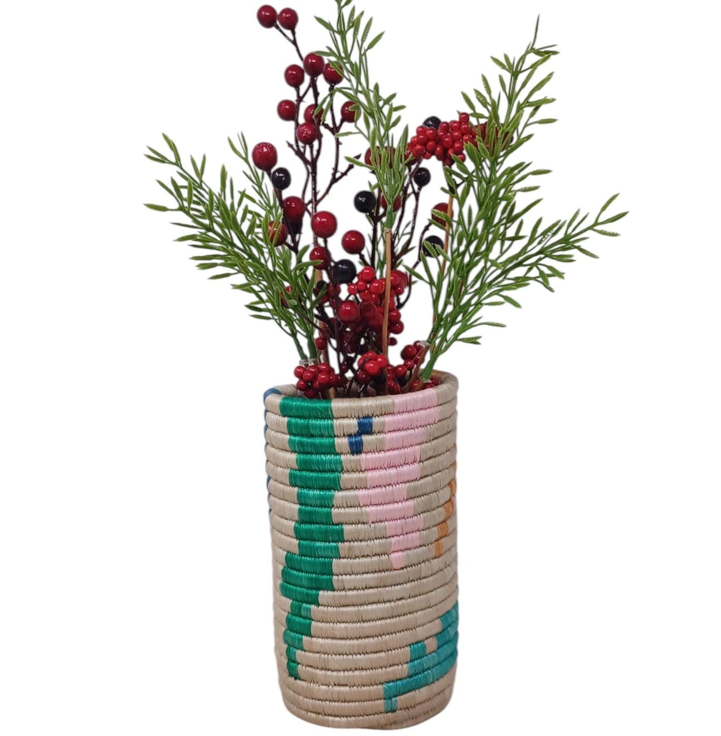 Handwoven Wicker Flower Vase: Rustic Farmhouse Utensil Holder