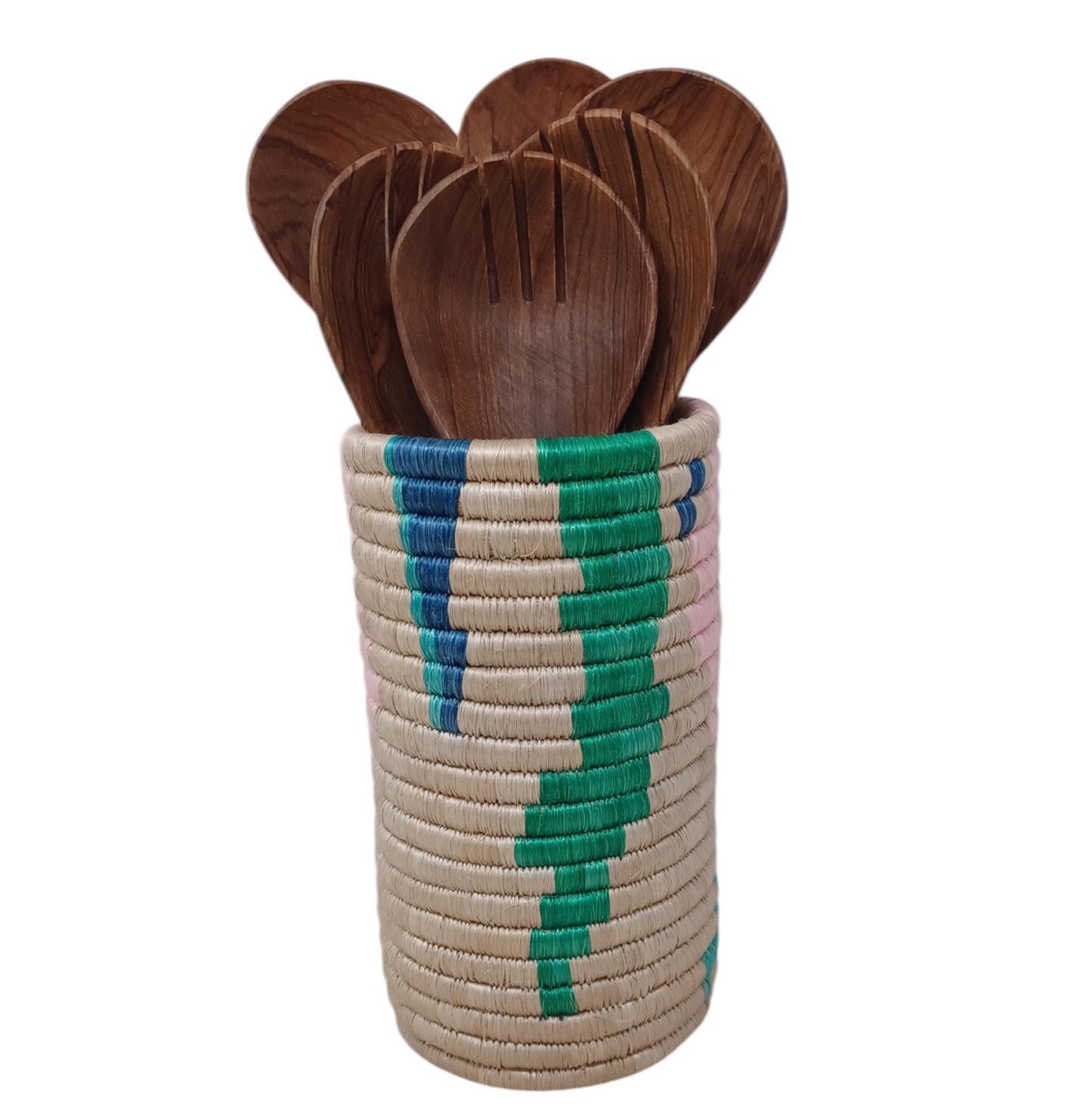 Handwoven Wicker Flower Vase: Rustic Farmhouse Utensil Holder