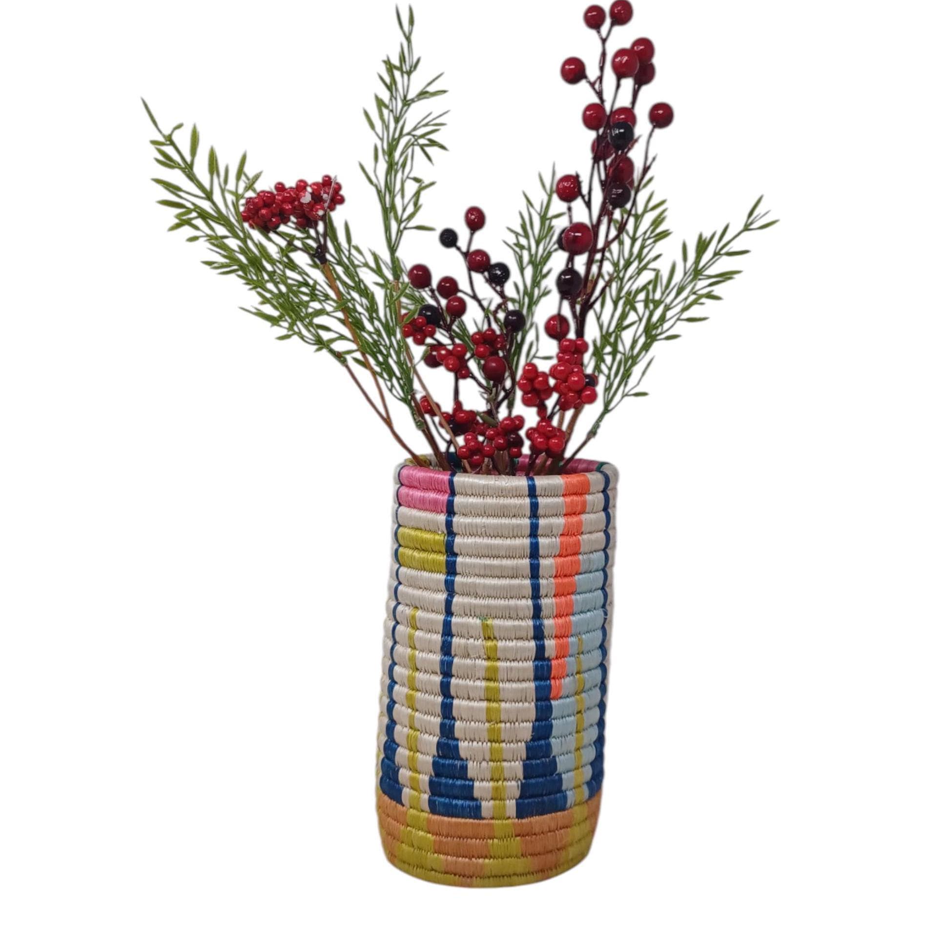 Handwoven Wicker Vase: Boho Farmhouse Decor, Dried Flower Basket