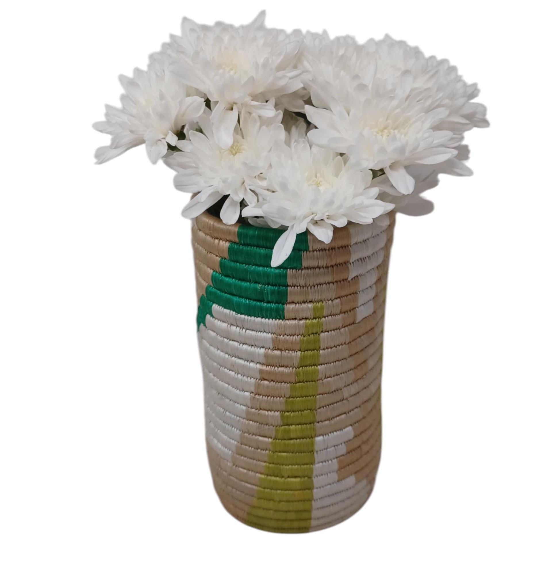 Handwoven Wicker Vase: Boho Home Decor Flower Basket