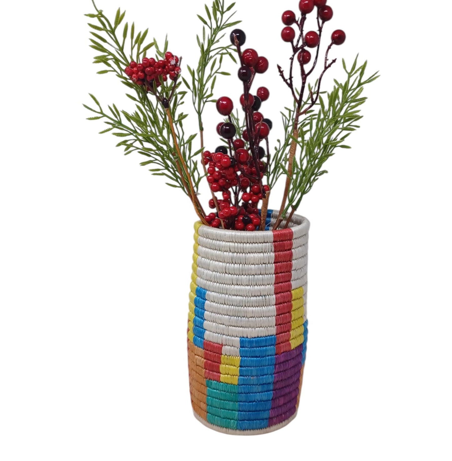 Handwoven Wicker Flower Vase: Boho Table Decor & Utensil Holder