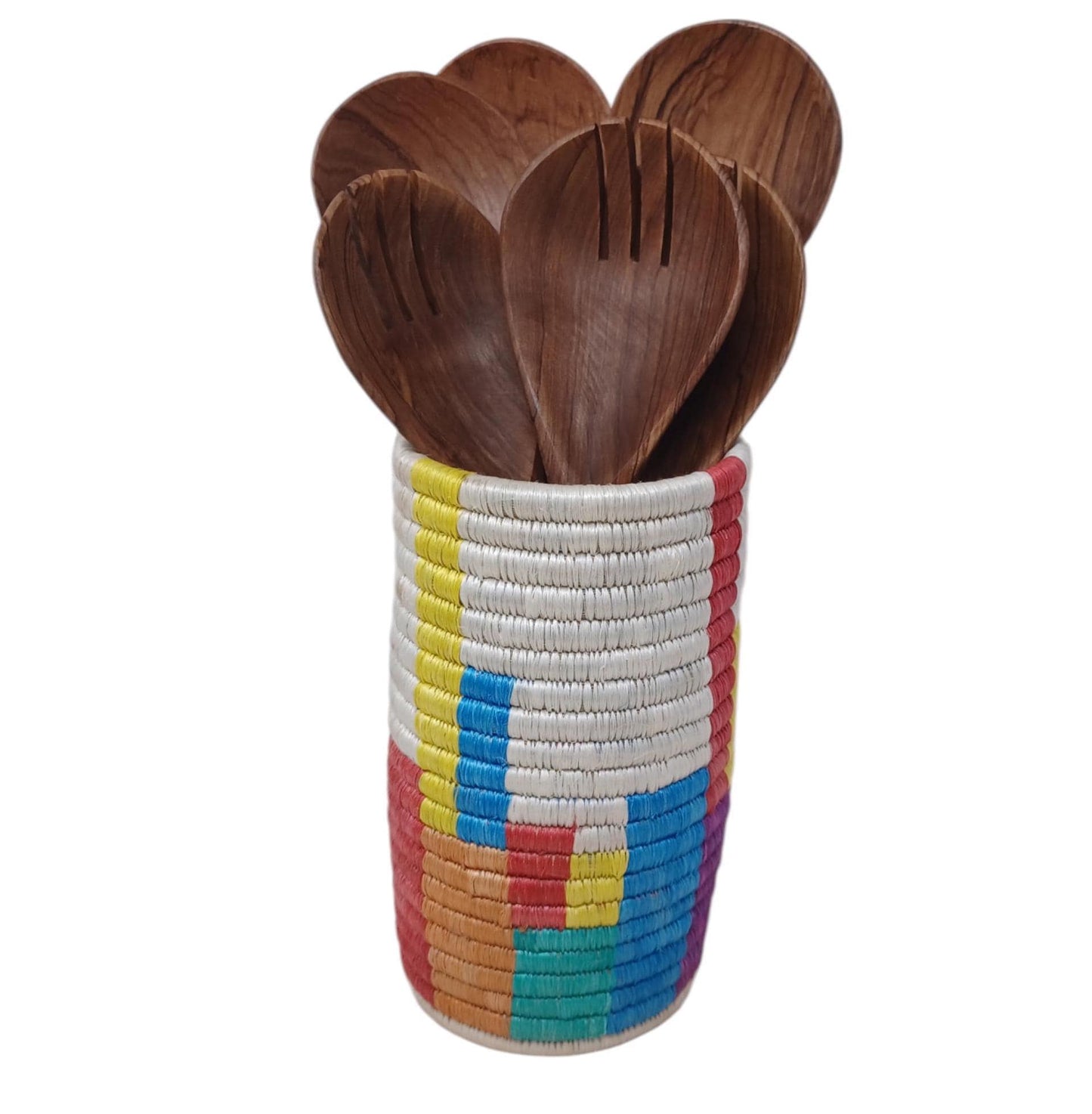 Handwoven Wicker Flower Vase: Boho Table Decor & Utensil Holder