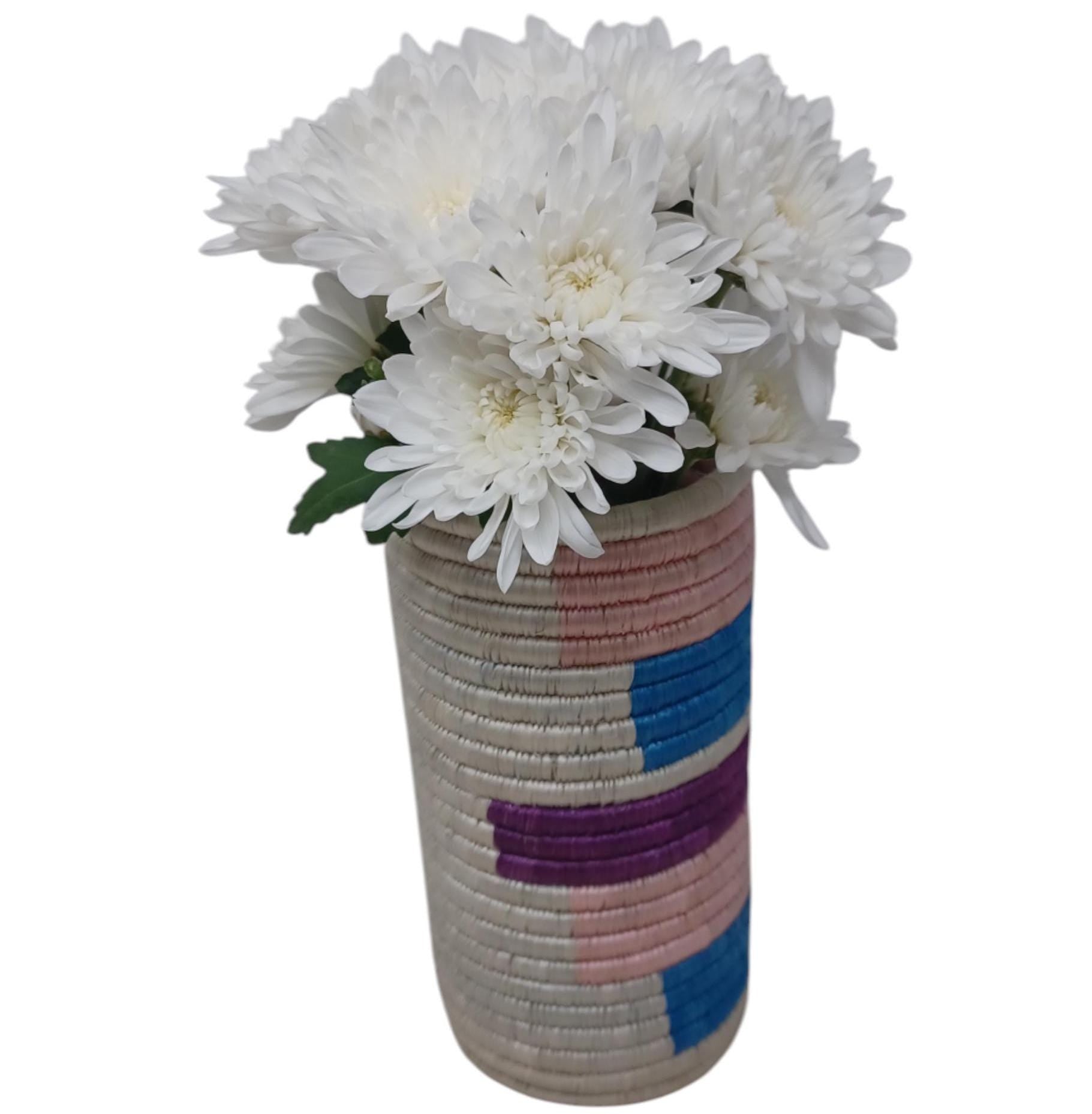 Woven Flower Vase: Boho Farmhouse Decor, Utensil Holder