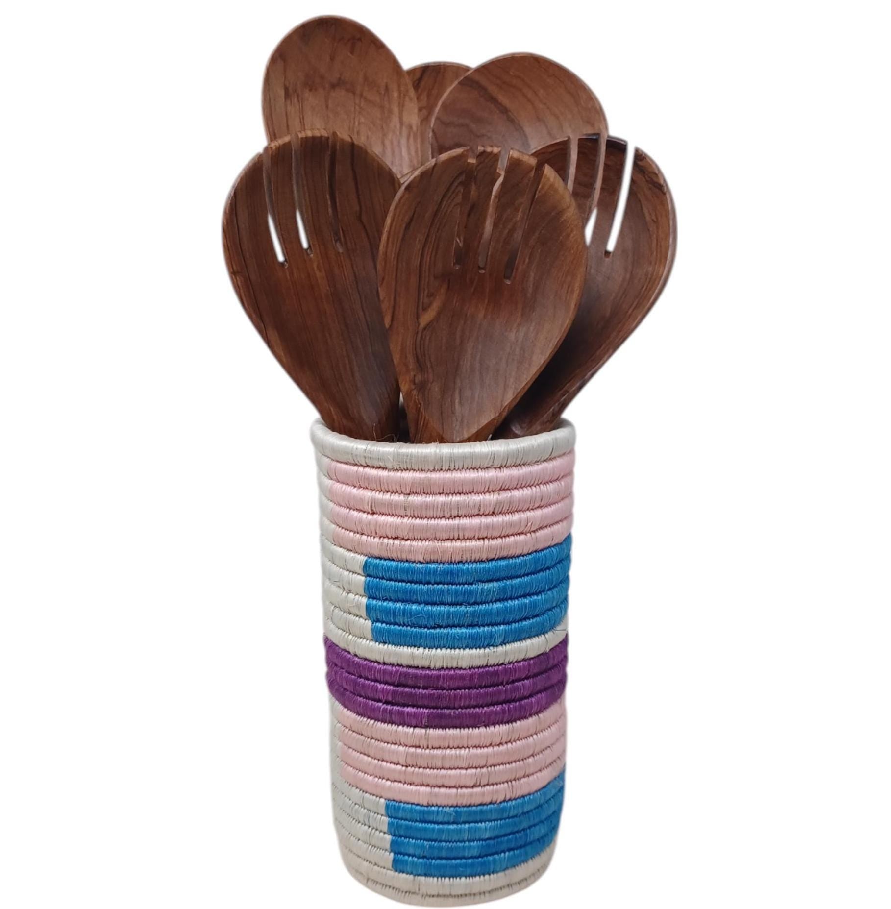 Woven Flower Vase: Boho Farmhouse Decor, Utensil Holder