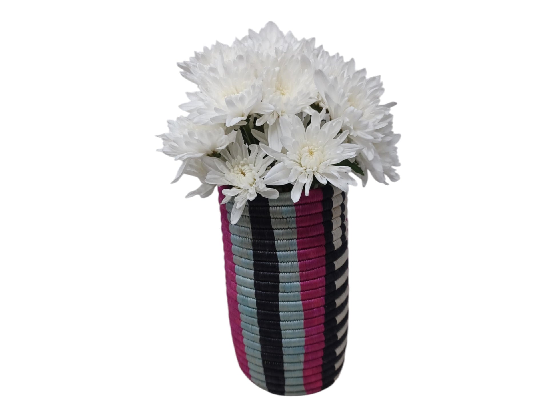 Boho Woven Flower Vase: Handwoven Wicker Utensil Holder