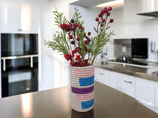 Woven Flower Vase: Boho Farmhouse Decor, Utensil Holder