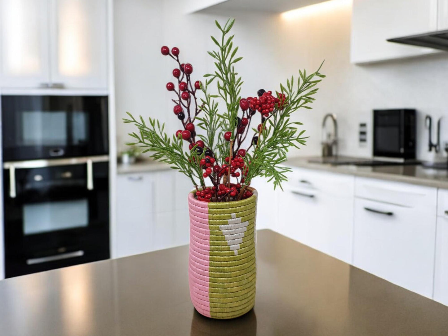 Handwoven Wicker Vase: Rustic Farmhouse Flower Holder