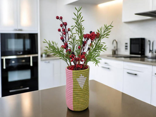 Handwoven Wicker Vase: Rustic Farmhouse Flower Holder