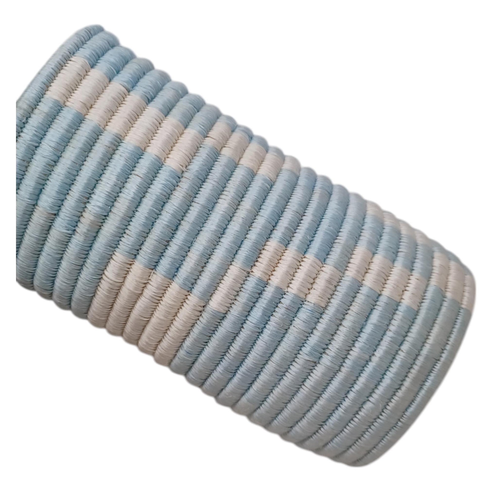Handwoven Boho Vase: Blue Wicker Flower & Utensil Holder