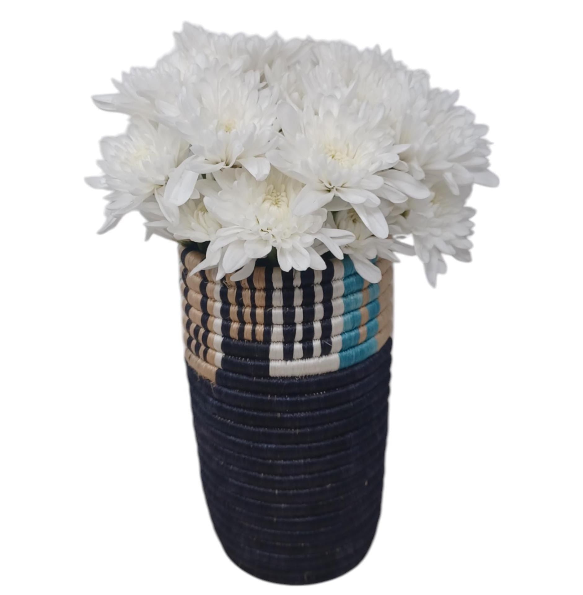 Handwoven Wicker Flower Vase: Boho Farmhouse Decor, Eco-Friendly