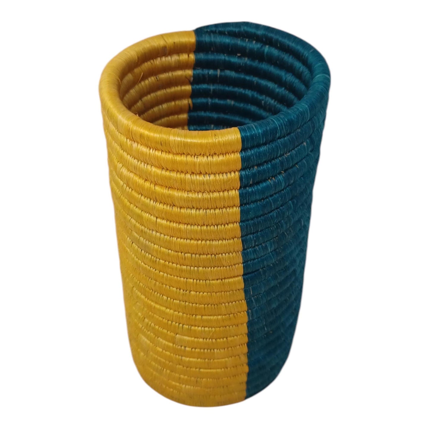 Handwoven Wicker Basket Vase: Boho Farmhouse Table Decor