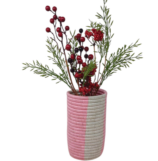 Boho Woven Flower Vase: Handmade Basket for Pampas Grass
