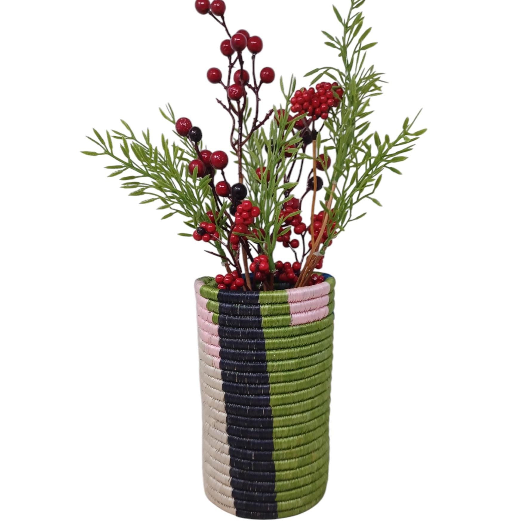 Handwoven Wicker Vase: Bohemian Table Centerpiece, Eco-Friendly Decor