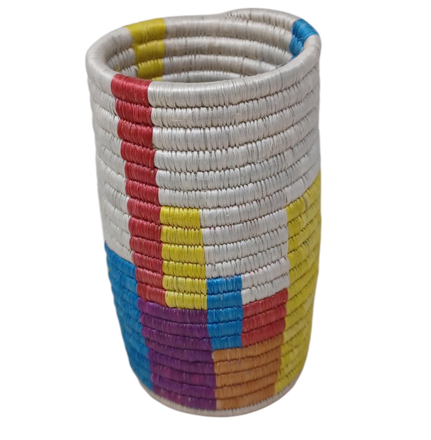 Handwoven Wicker Flower Vase: Boho Table Decor & Utensil Holder