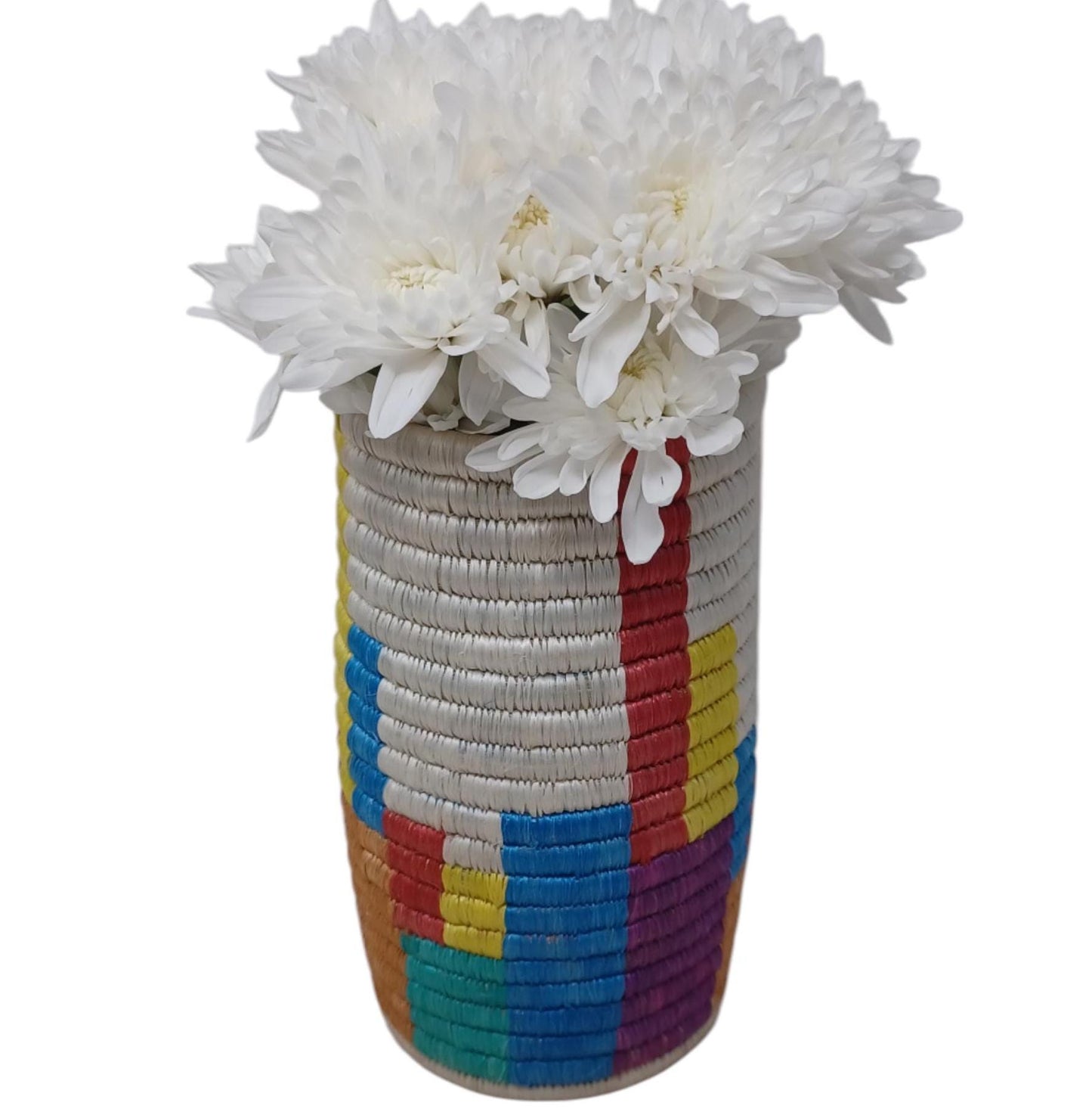 Handwoven Wicker Flower Vase: Boho Table Decor & Utensil Holder