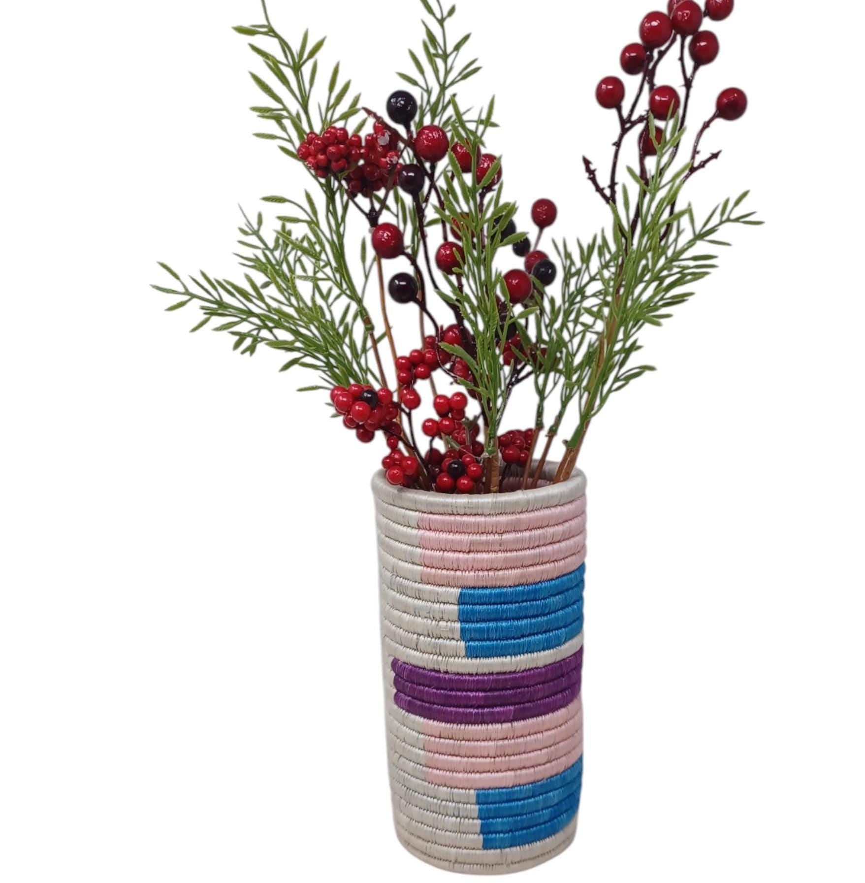 Woven Flower Vase: Boho Farmhouse Decor, Utensil Holder
