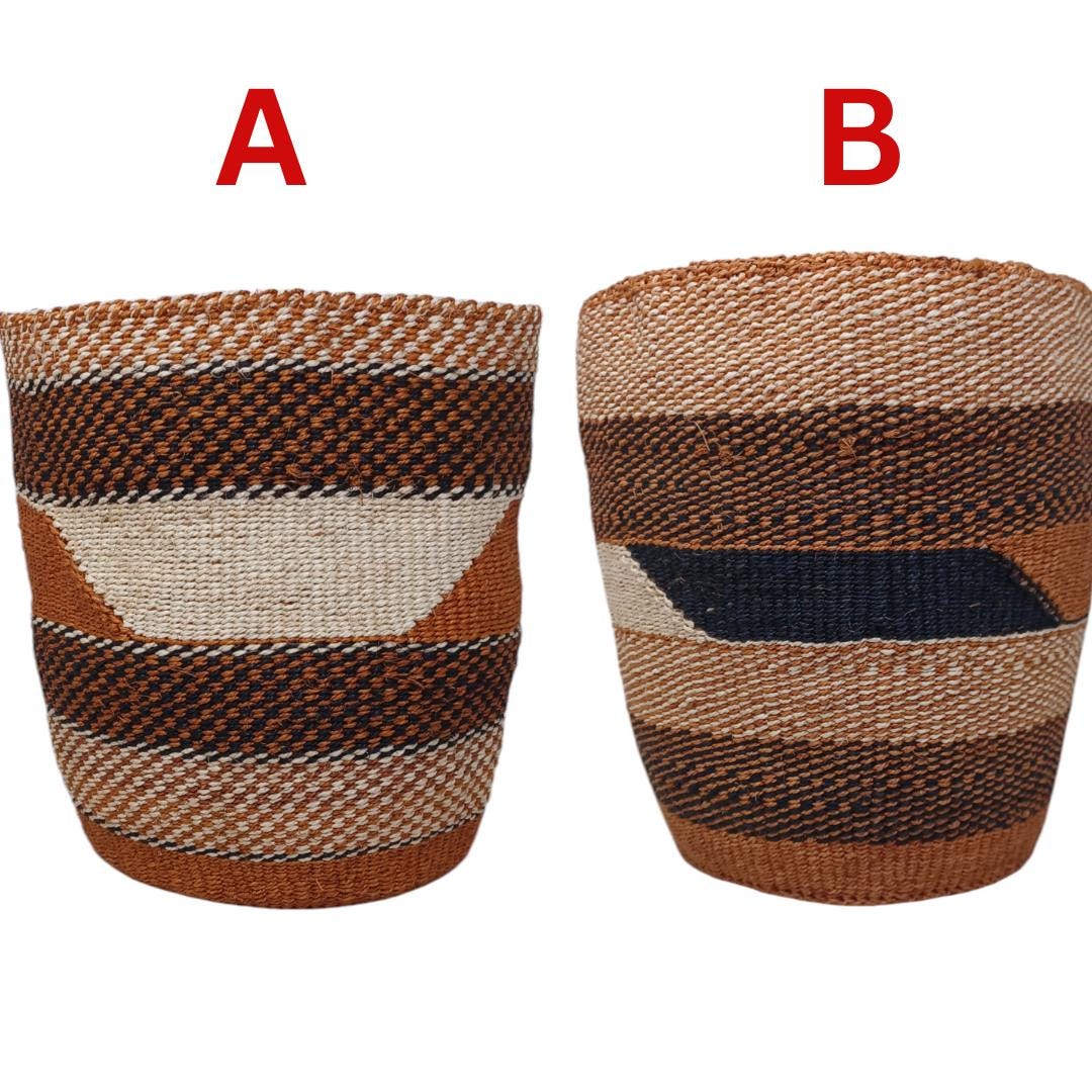 Handwoven Sisal Basket: African Storage, Plant Pot Cover