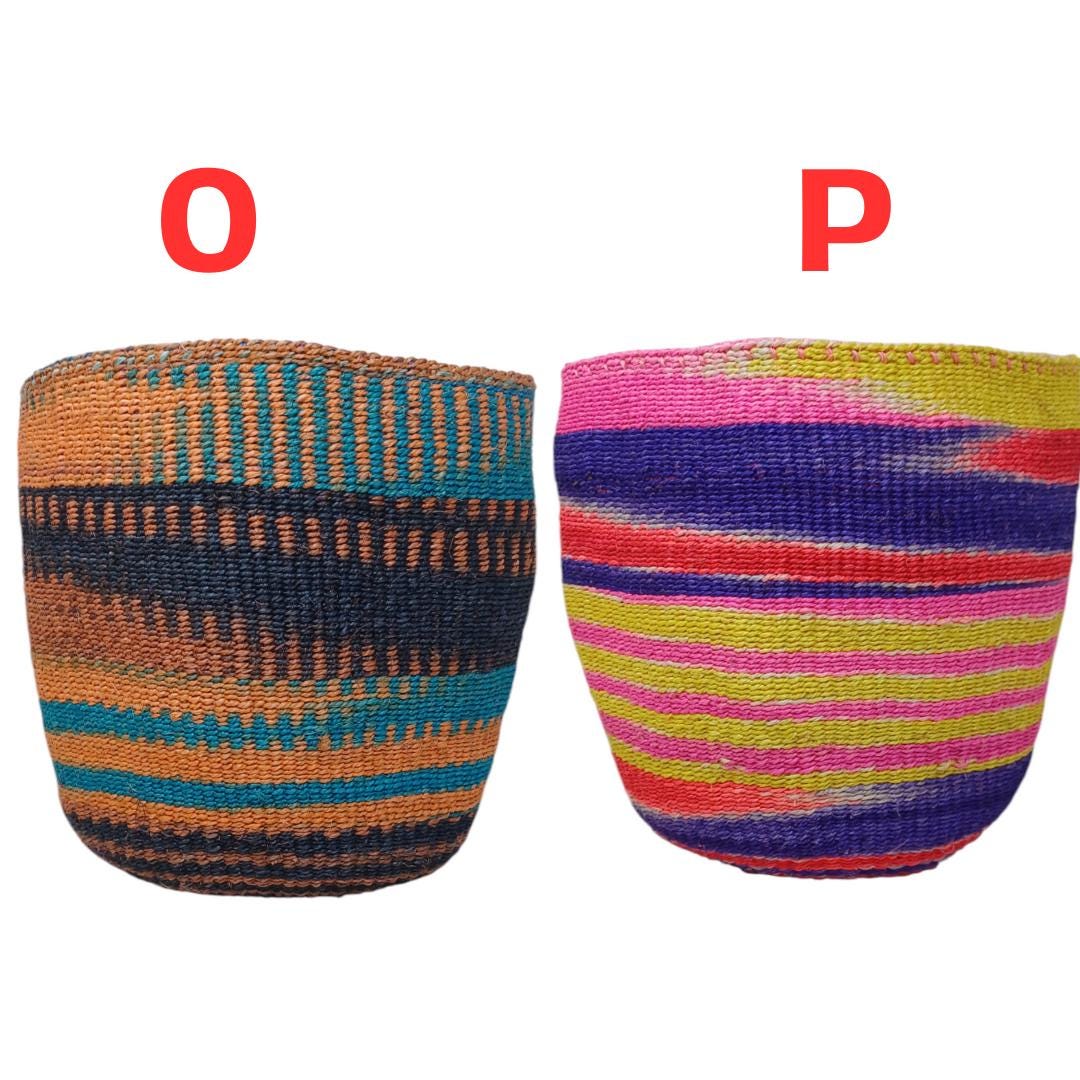 Handmade Sisal Woven Basket: Colorful Boho Decor, Plant Holder