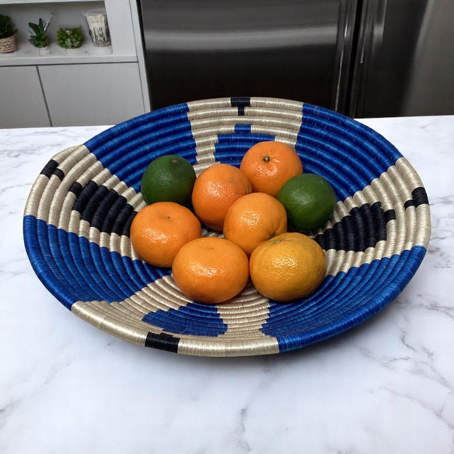 Handwoven African Bread Basket, Fruit Bowl & Flower Vase – Boho Gift Set for Kitchen Decor, Dining Table Centerpiece and Rustic Homes