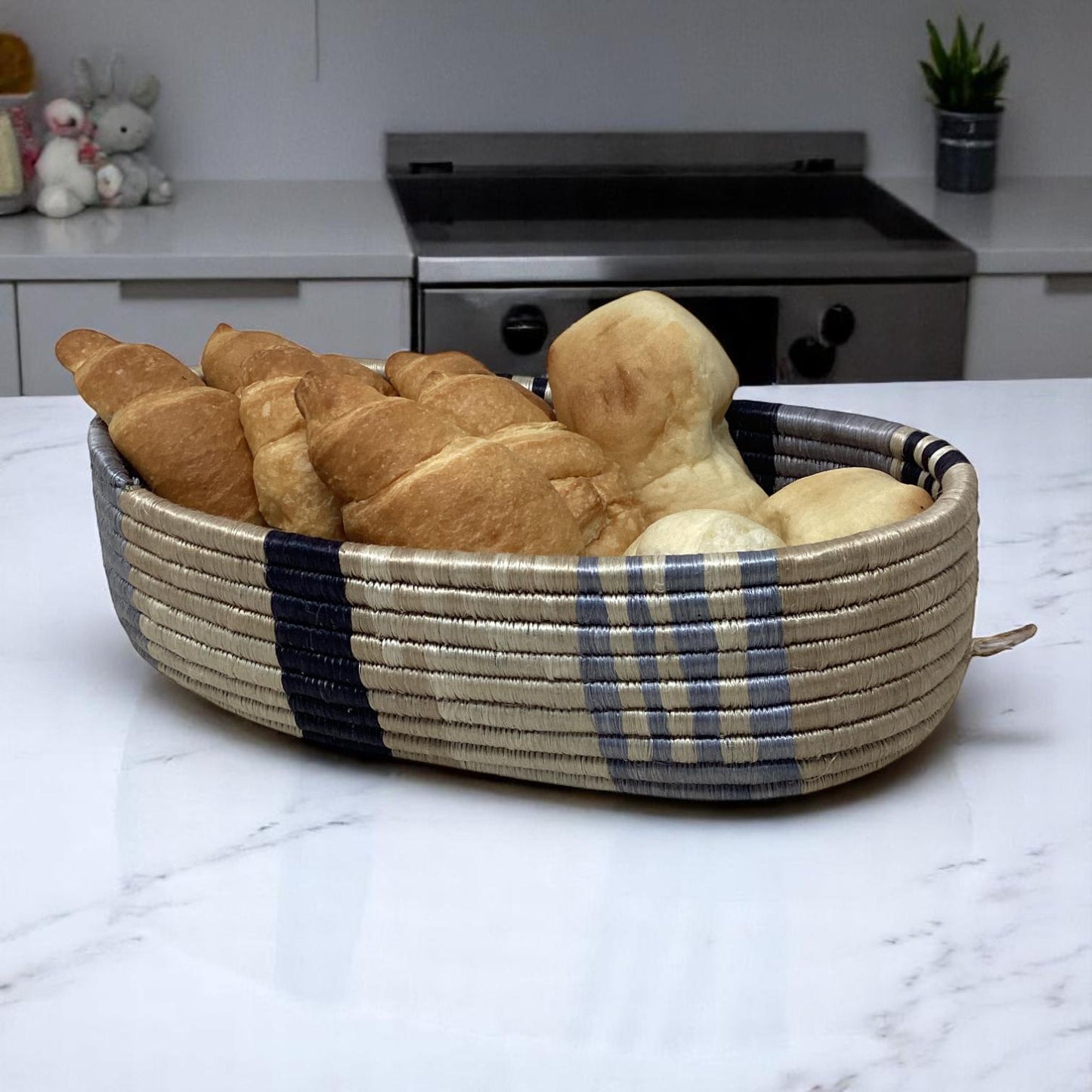 Rustic Woven Home Decor Set – Bread Basket, Centerpiece Fruit Bowl & Sisal Vase | African Gift for Kitchen or Table Styling Ideas
