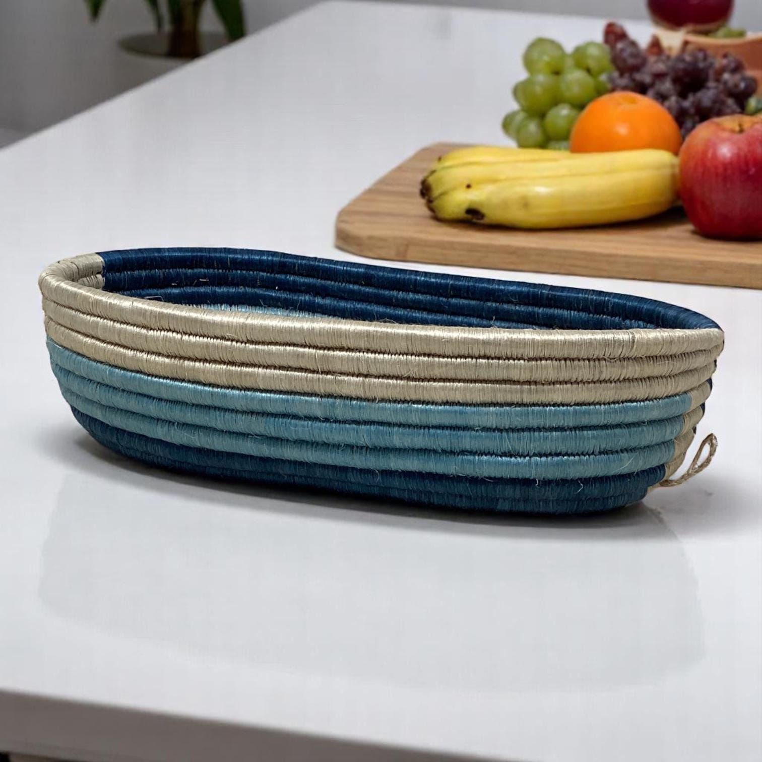 Basket Gift Box for Home – Handmade Bread Basket, Centerpiece Bowl & Vase | Colorful Woven Set, woven Fruit Bowl and Vase