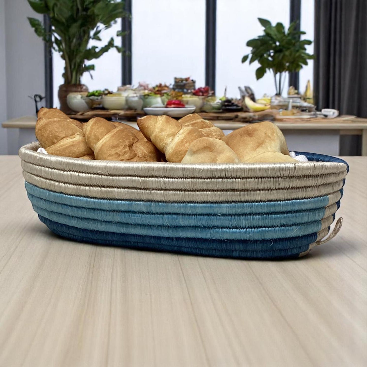 Basket Gift Box for Home – Handmade Bread Basket, Centerpiece Bowl & Vase | Colorful Woven Set, woven Fruit Bowl and Vase
