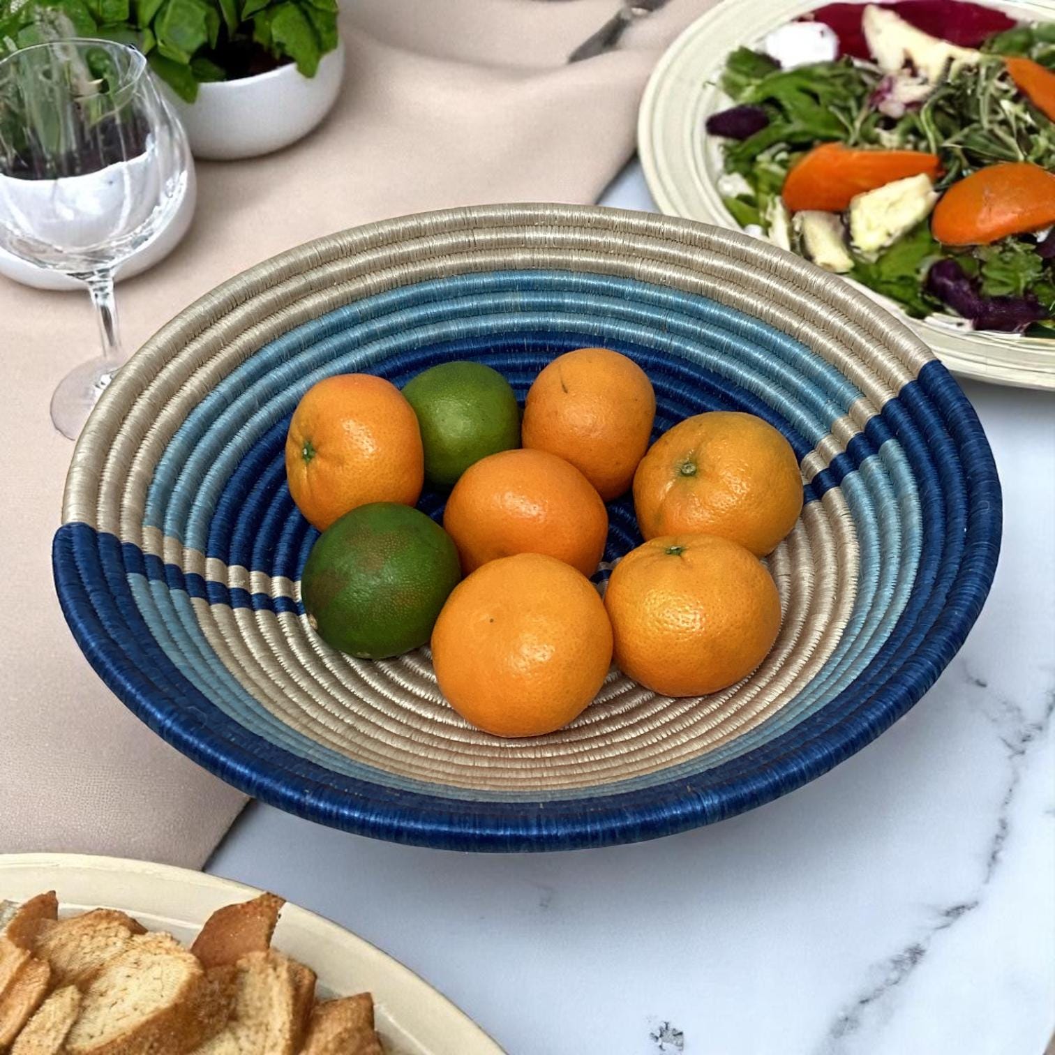 Basket Gift Box for Home – Handmade Bread Basket, Centerpiece Bowl & Vase | Colorful Woven Set, woven Fruit Bowl and Vase