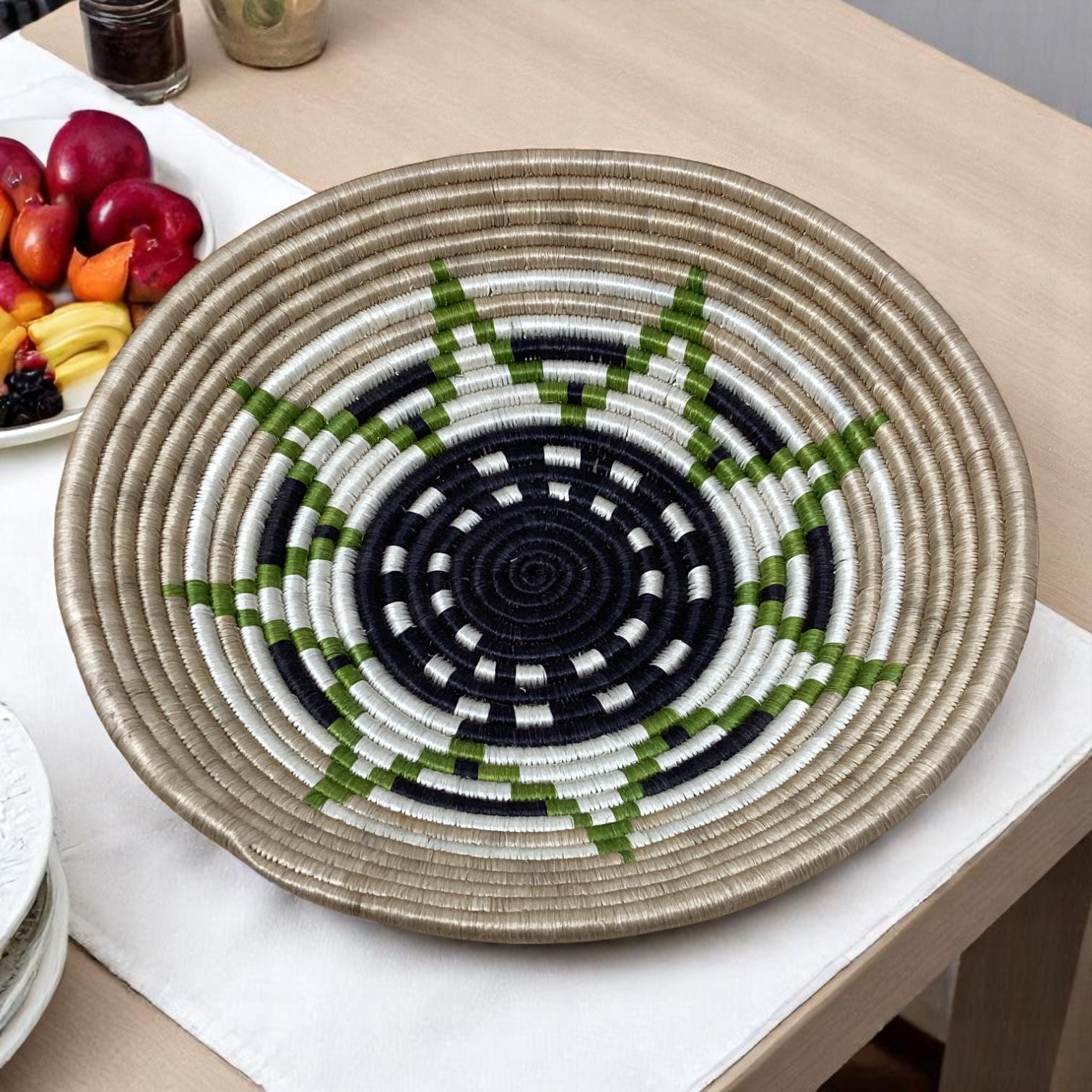 Artisan Woven Home Gift Set – Bright Bread Basket, Fruit Centerpiece Bowl & Vase | Gift for Boho HomeLovers, Woven gift set