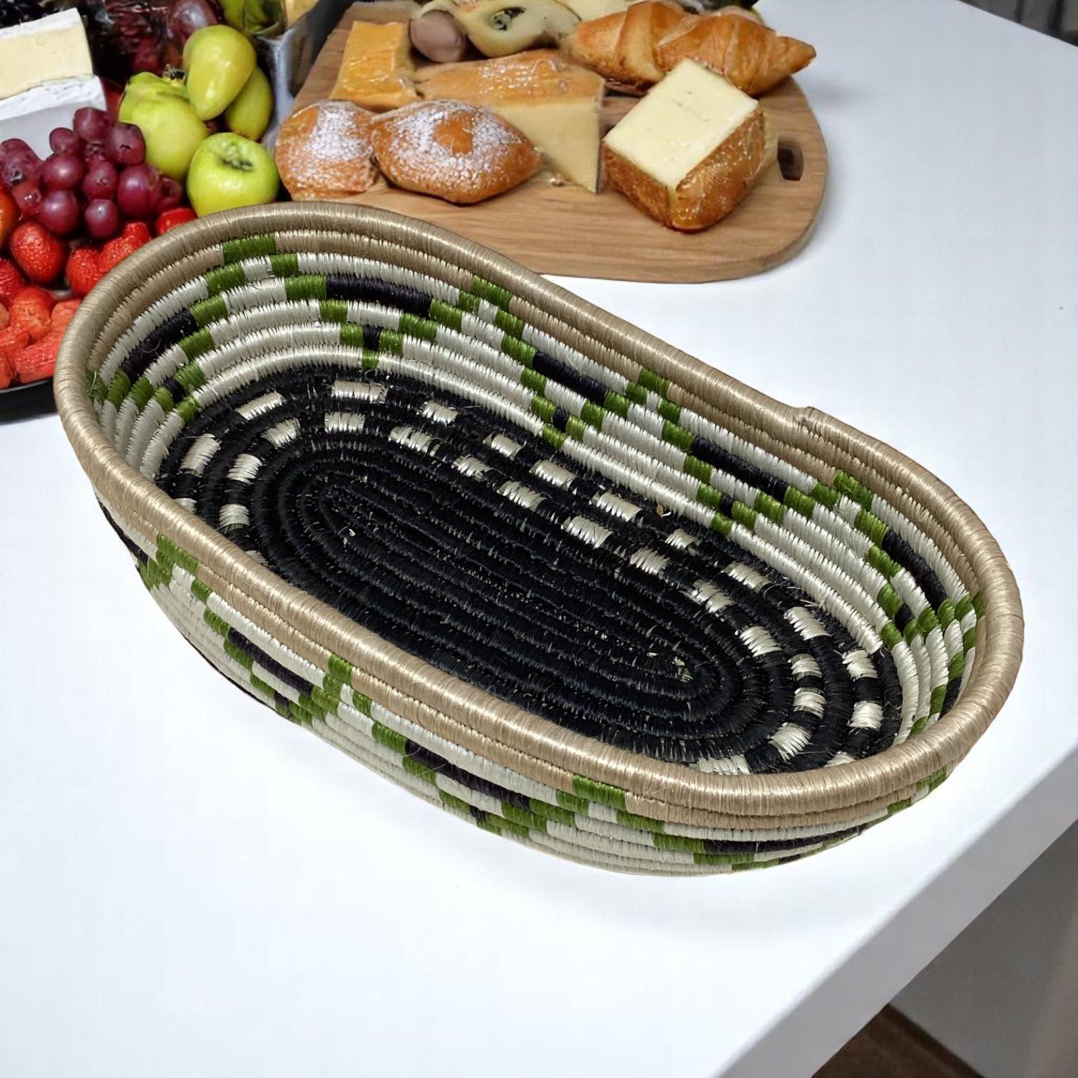 Artisan Woven Home Gift Set – Bright Bread Basket, Fruit Centerpiece Bowl & Vase | Gift for Boho HomeLovers, Woven gift set