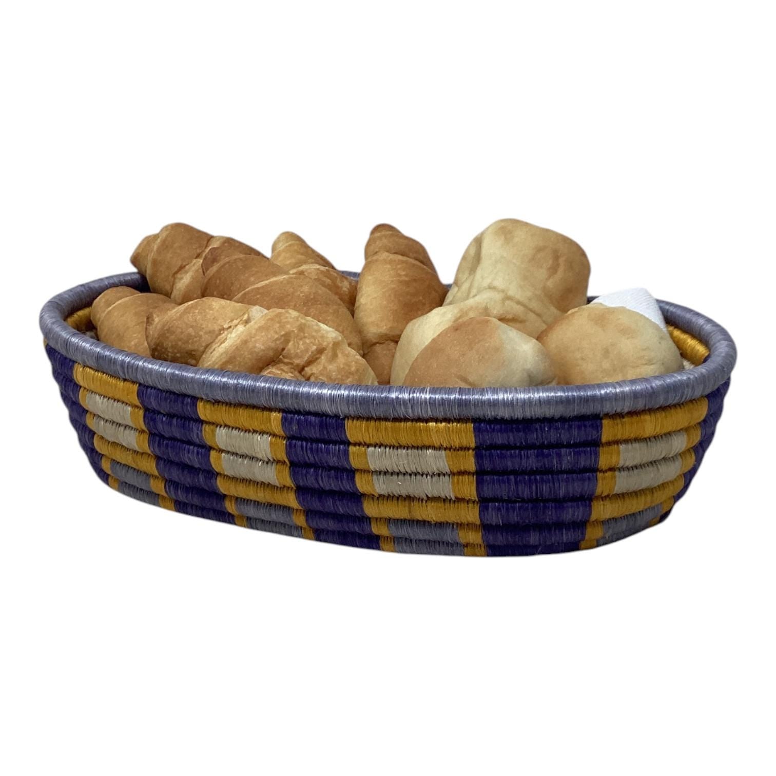 Colorful African Basket Set – Woven Bread Basket, Fruit Bowl Centerpiece & Vase for Rustic Table Decor and Unique Handmade Gifts
