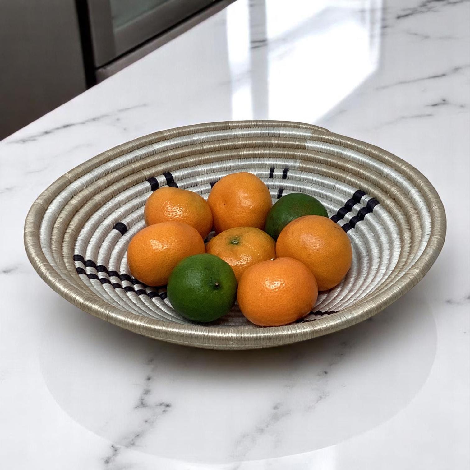 Handmade Woven Decor Set – Bread Basket, Fruit Bowl & Vase for Dining Room Table, Kitchen Counter and Cozy Entryway Styling