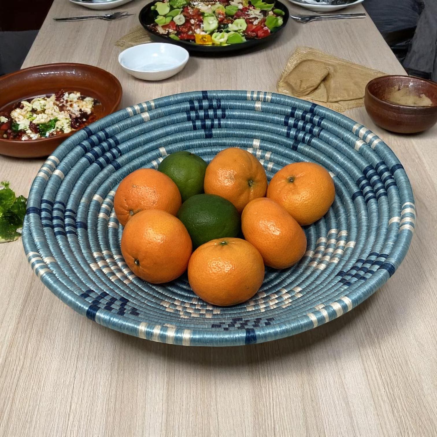 Boho Woven Basket Set – Bread Basket, Fruit Bowl & Flower Vase for Dining Table or Entryway Styling | Handmade Ethical Home Gift