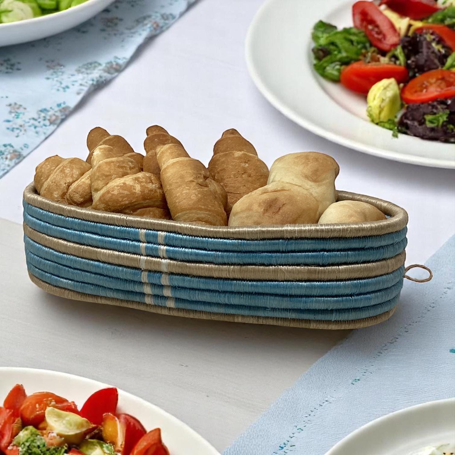 Handwoven Bread Basket, Fruit Bowl & Flower Vase Set – African Boho Decor for Kitchen Table, Dining Room, or Unique Housewarming Gift