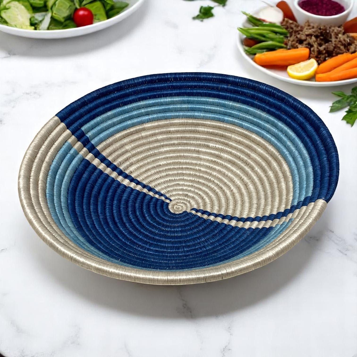 Basket Gift Box for Home – Handmade Bread Basket, Centerpiece Bowl & Vase | Colorful Woven Set, woven Fruit Bowl and Vase
