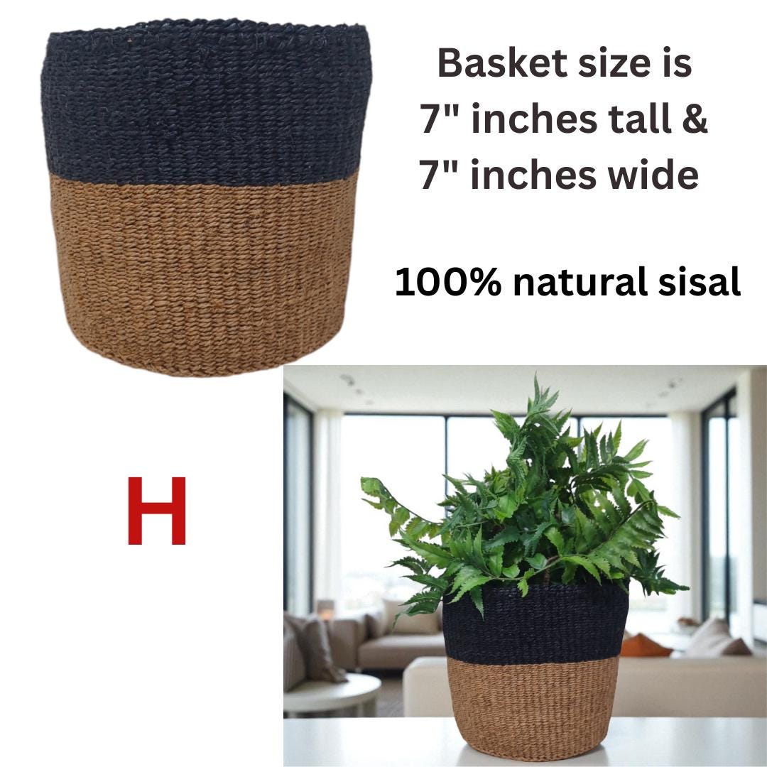 Handwoven Rainbow Sisal Basket: Boho Planter & Storage