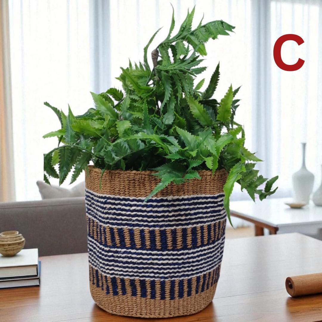 7" Colorful Woven Basket: Boho Plant Planter, African Decor
