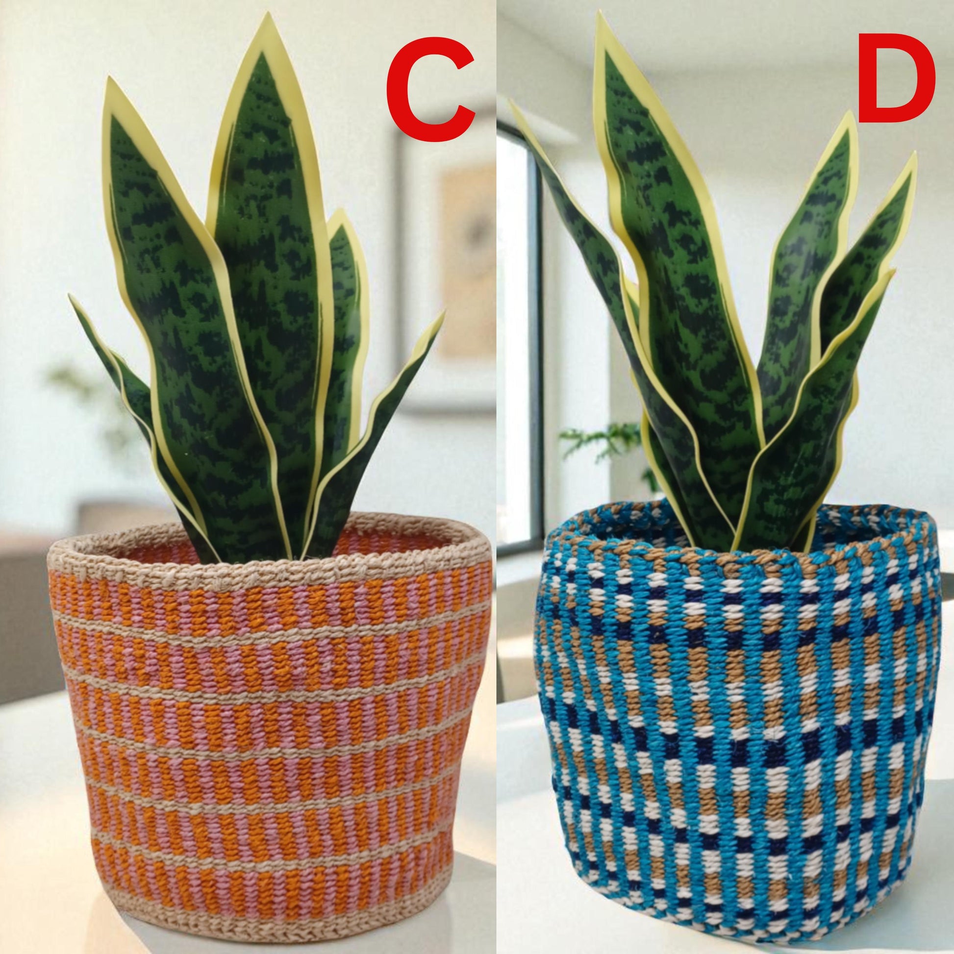 Handwoven Christmas Basket | 7” Colorful Sisal Plant Cover & Holiday Gift