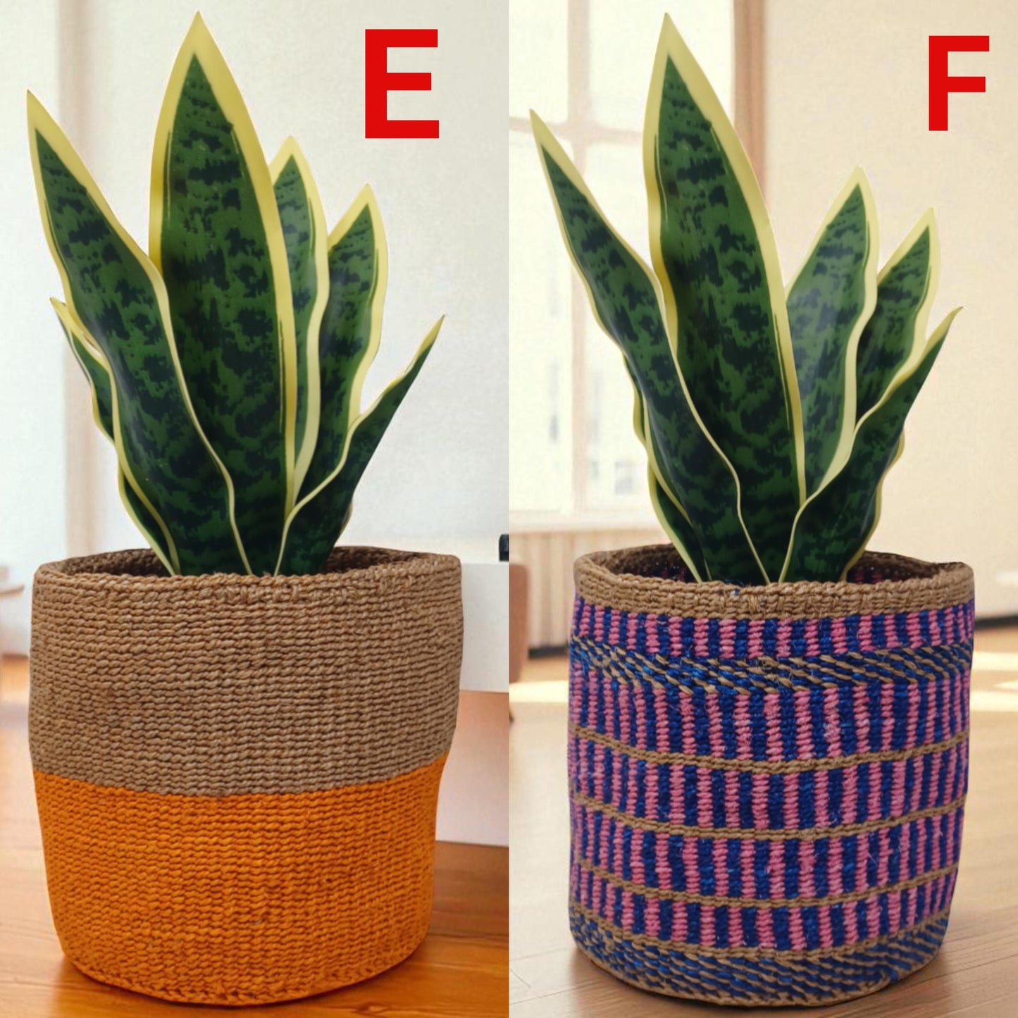 Handwoven Christmas Basket | 7” Colorful Sisal Plant Cover & Holiday Gift