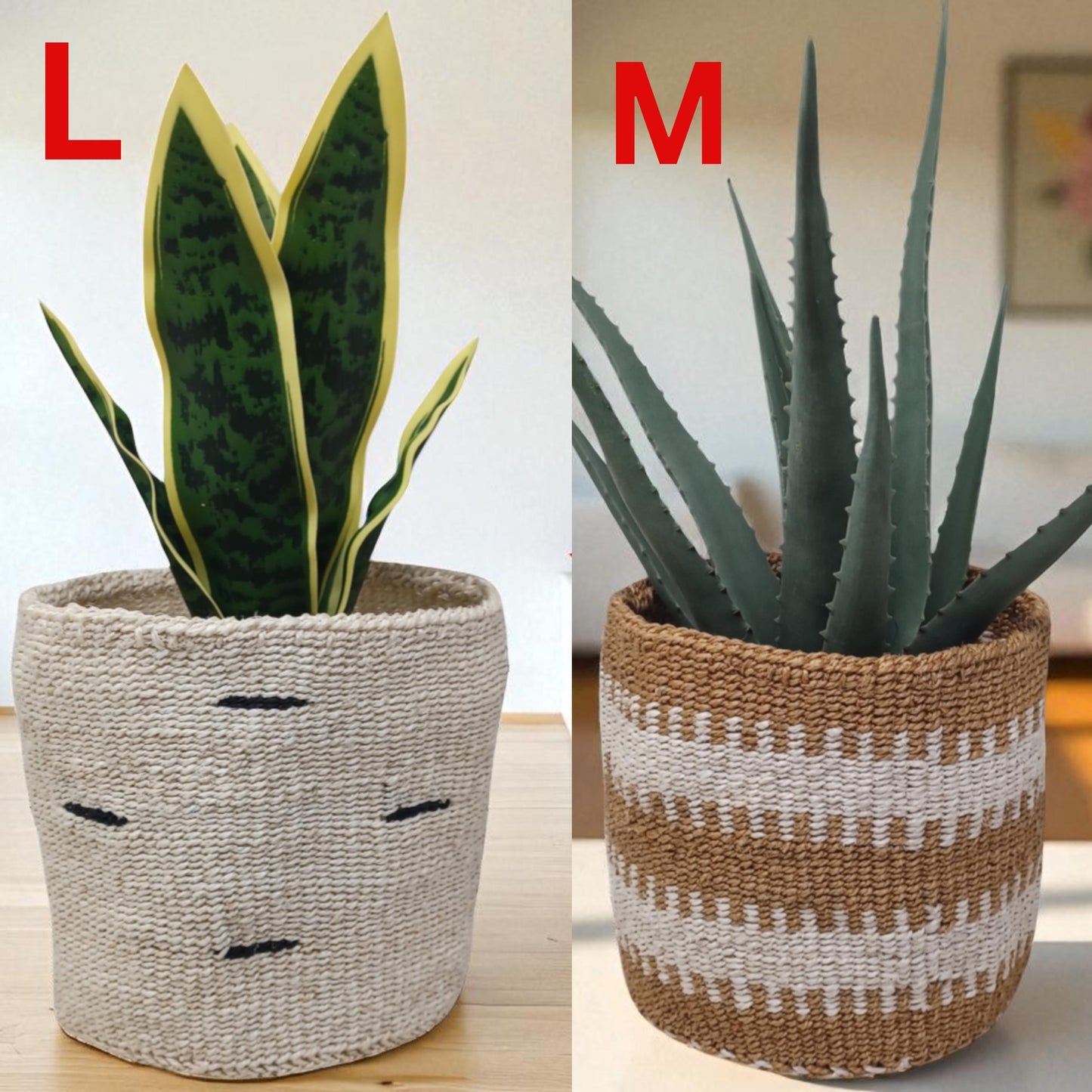 Handwoven Christmas Basket | 7” Colorful Sisal Plant Cover & Holiday Gift